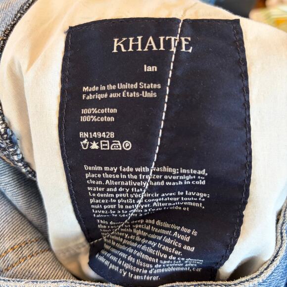 Khaite Ian Jeans sz 28 Wide Leg Quiet Luxury Denim On Trend Light Wash Cropped - Picture 12 of 13